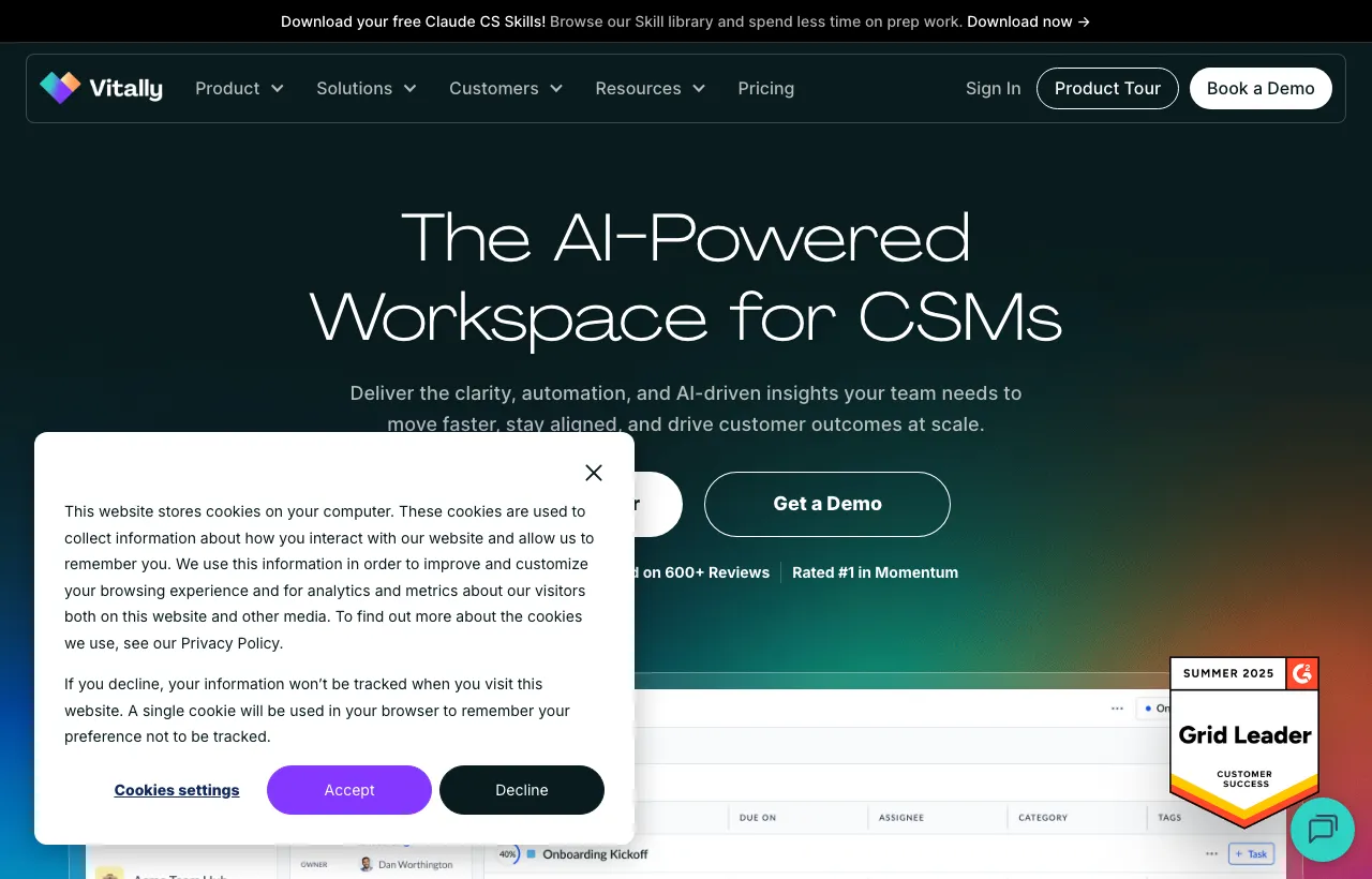 Vitally homepage hero