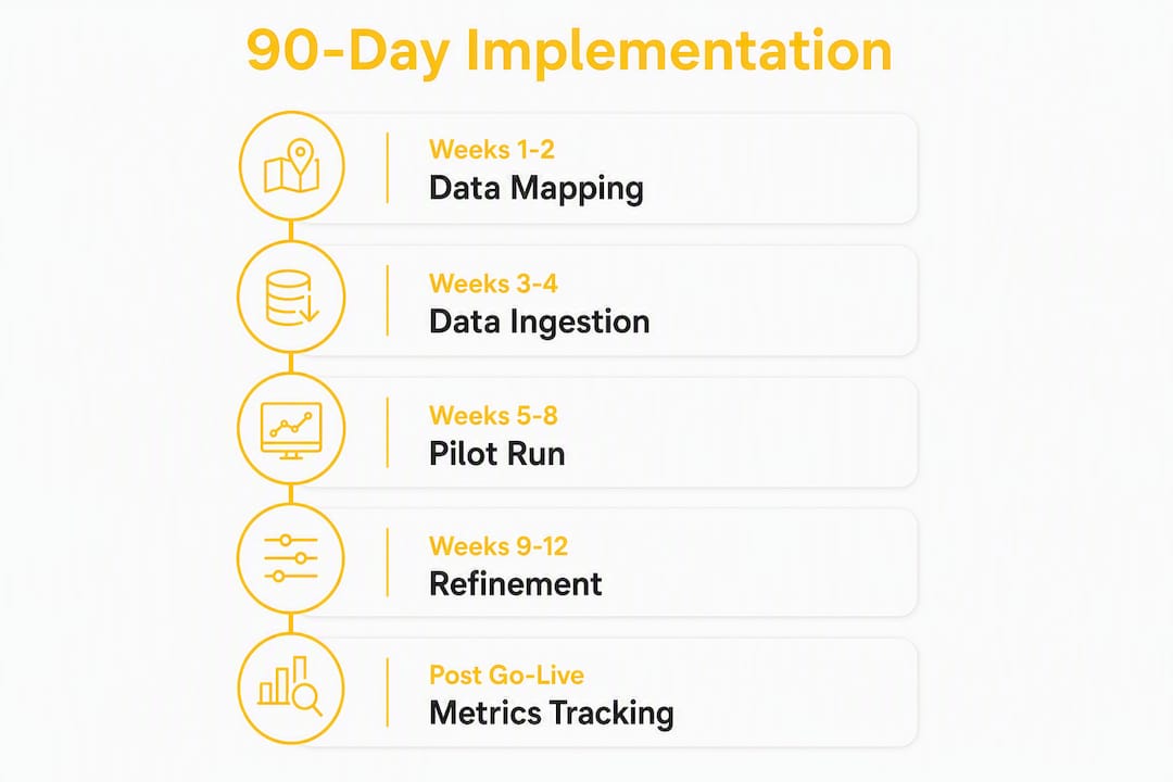 Infographic illustrating 90-day implementation steps