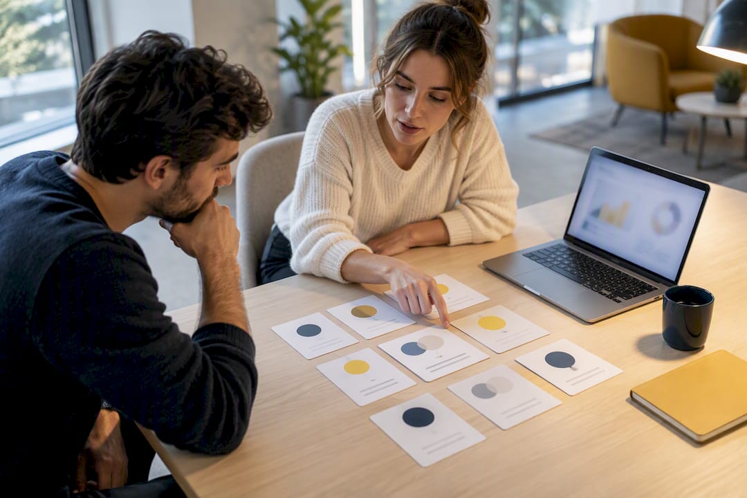 Startup team evaluating customer success software