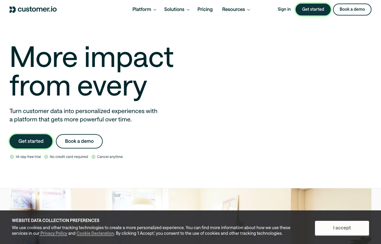Customer.io homepage