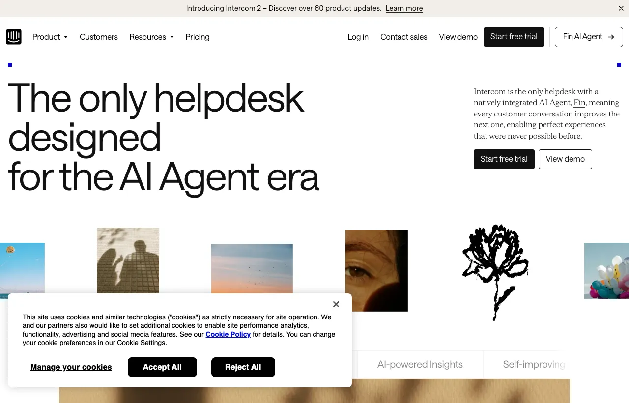 Intercom homepage