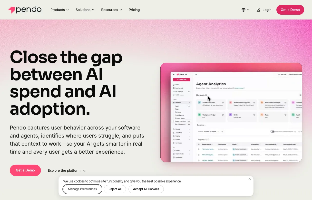 Pendo homepage