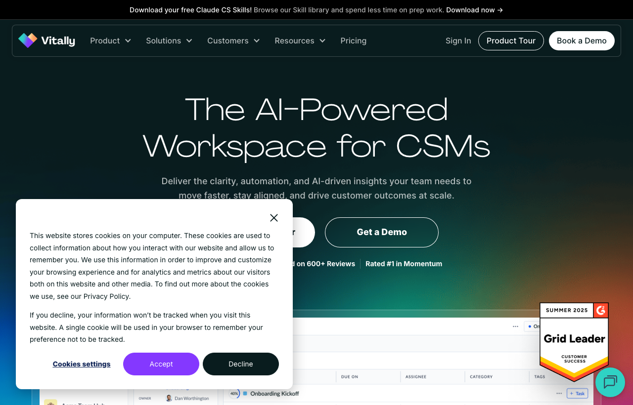 Vitally homepage hero