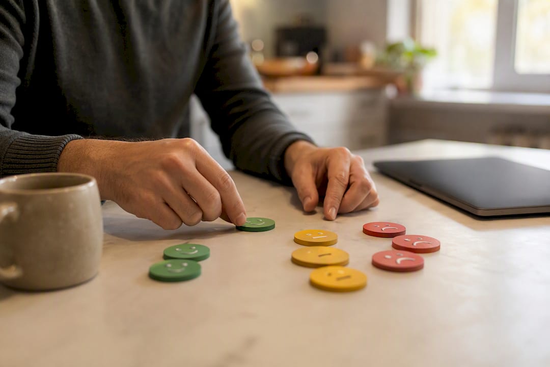 Hands arranging customer segmentation tokens
