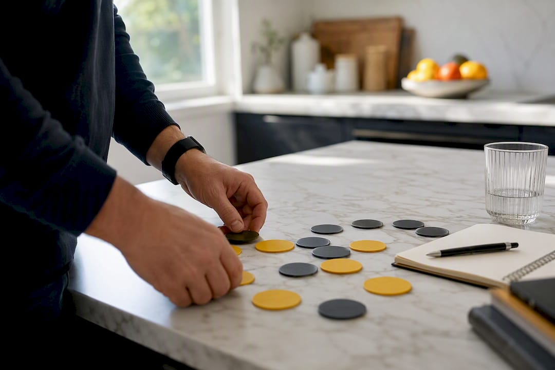 Hands moving product friction tokens