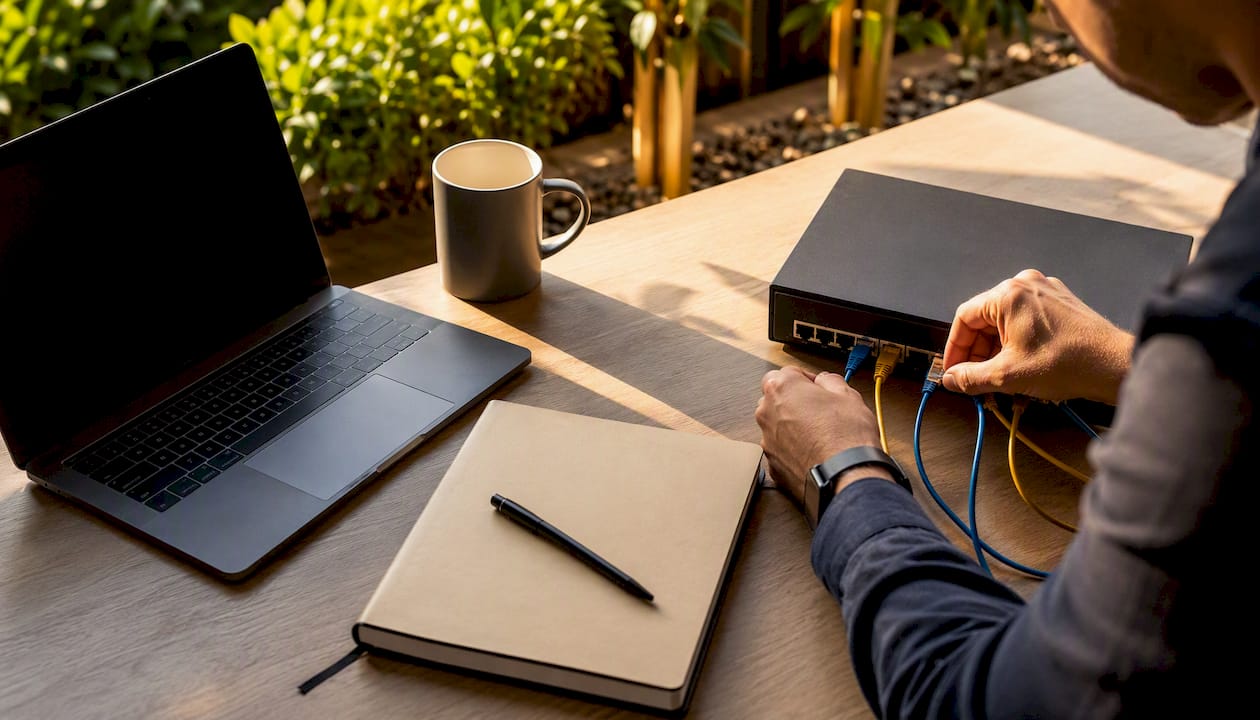 Manual setup activity in B2B SaaS office